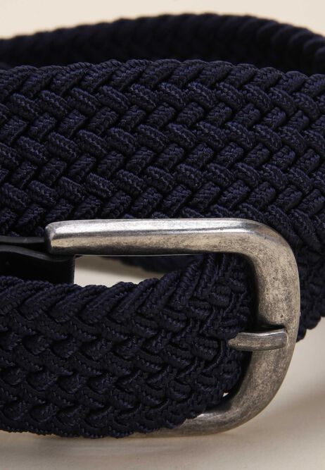 Mens Navy Woven Stretch Chino Belt