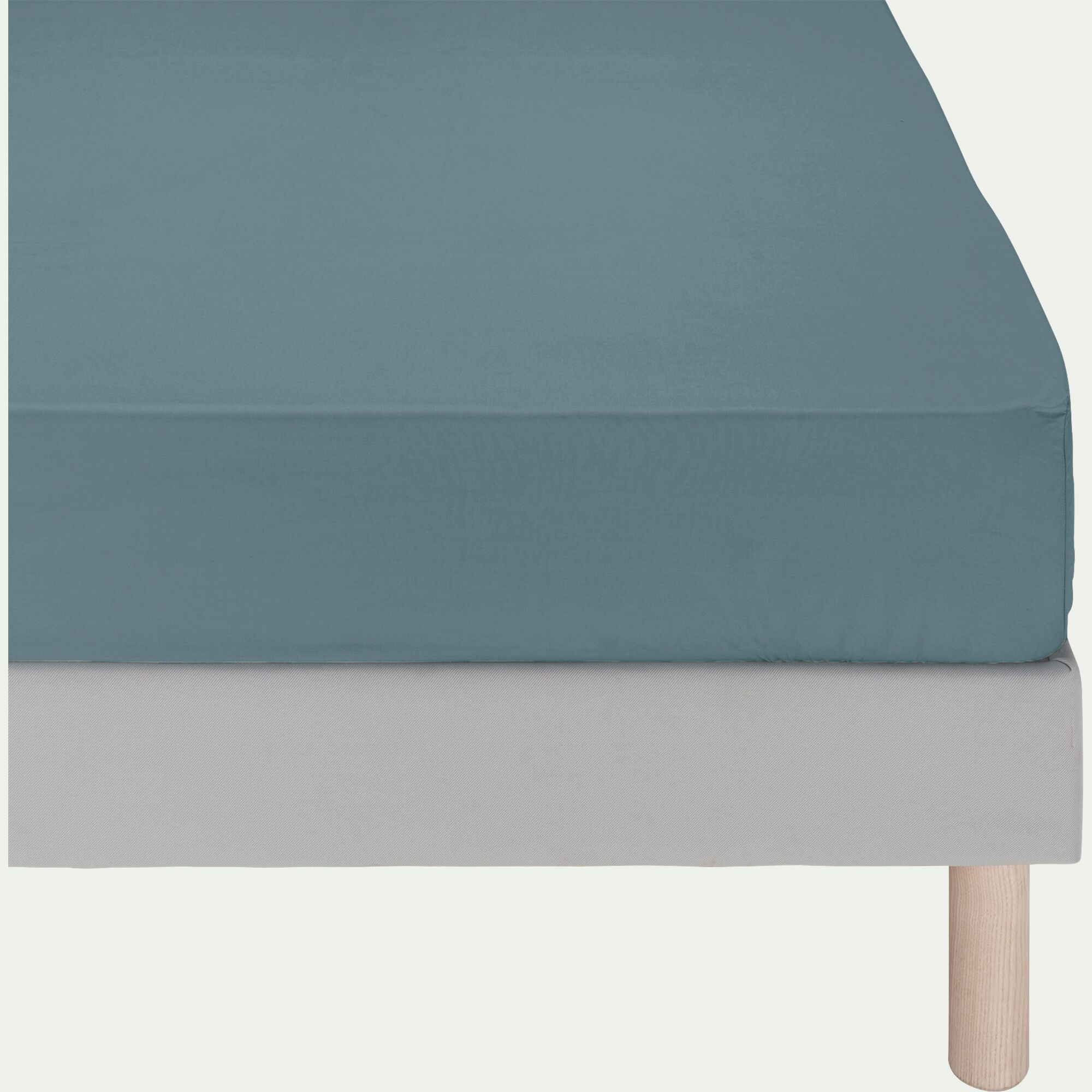 EOLI - Drap housse en coton 90x200cm B30cm - bleu cendré