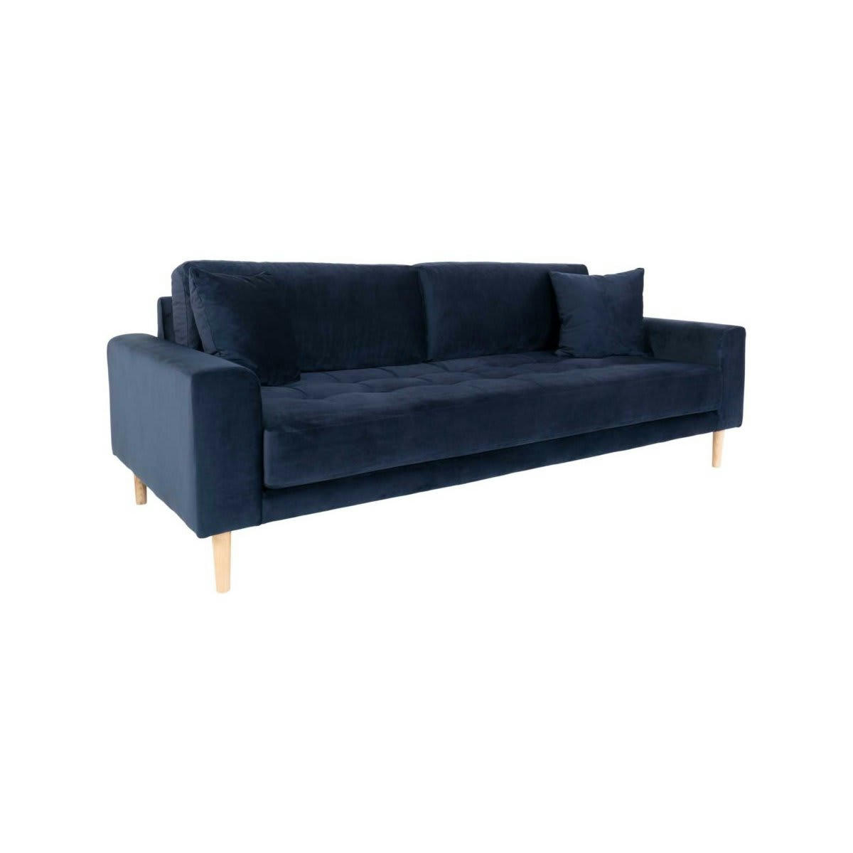 MILIME - Canapé 3 places en velours bleu