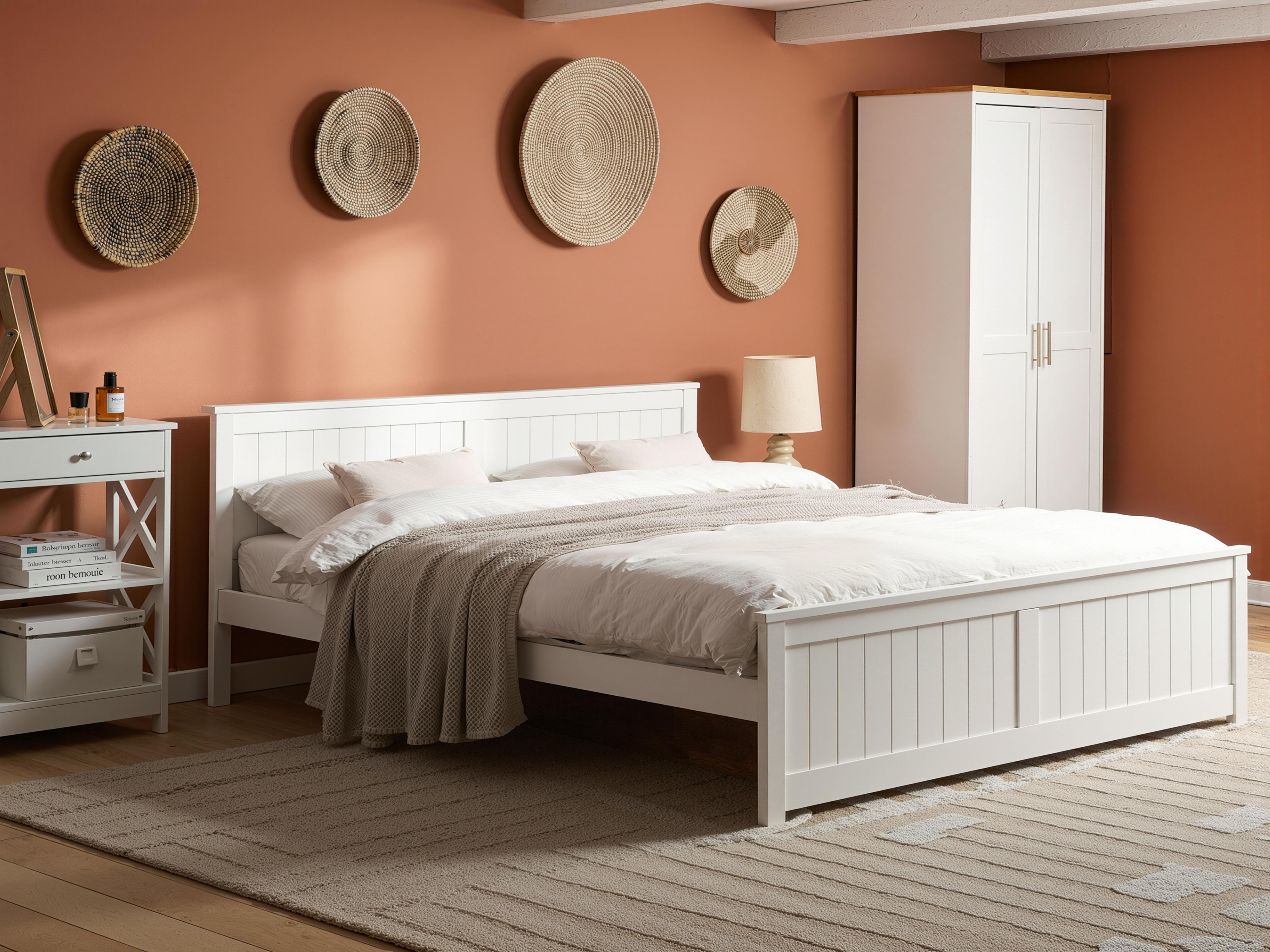 Bed Pine Wood SABRAN 180 x 200 cm (EU Super King) White