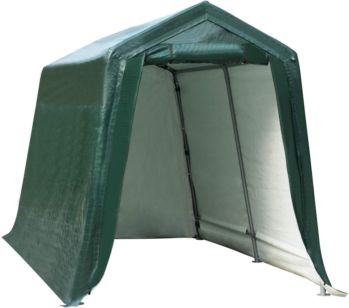 Tangkula 7 Ft x 12 Ft Outdoor Storage Shelter, Patio Storage Tent, Enclosed Carport Shed with All-Steel Metal Frame and Waterproof Ripstop Cover, Outdoor Garage Tent with Sidewalls