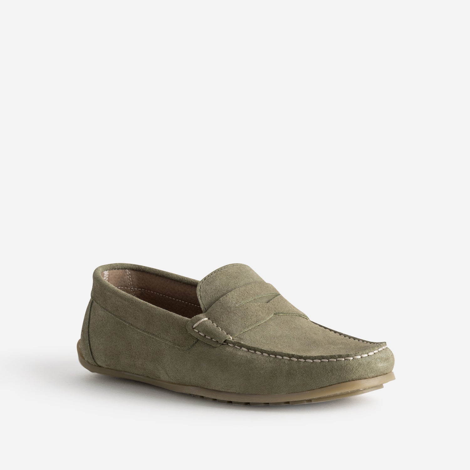 Mocassin kaki cuir velours
