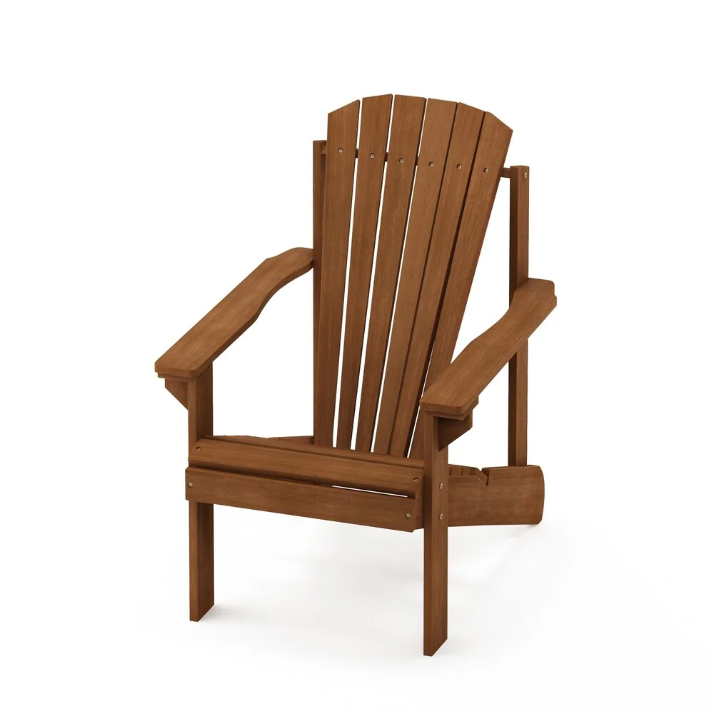 Furinno Tioman Small Hardwood Adirondack Patio Chair in Teak Oil