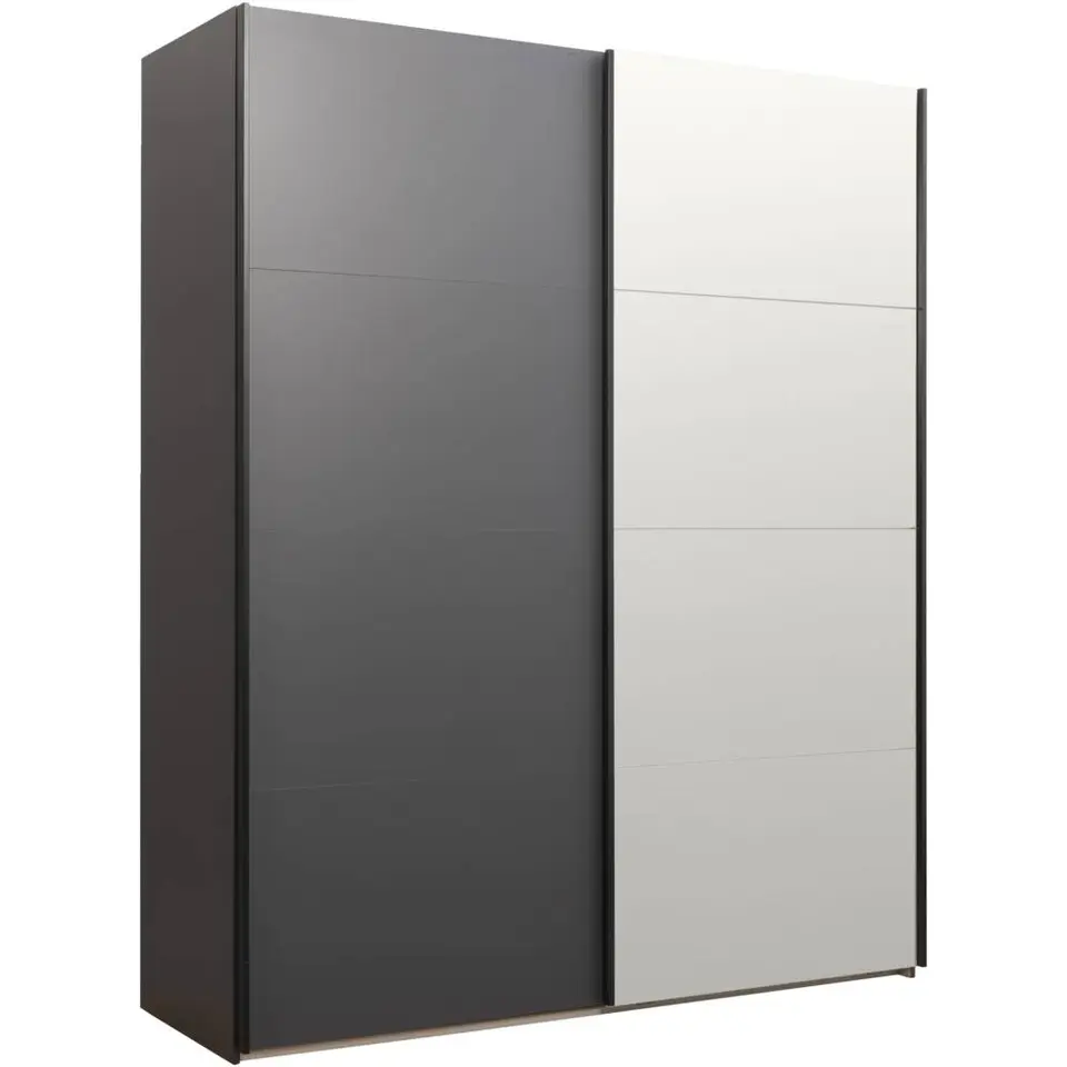Schuifdeurkast Bergamo - antraciet/spiegel - 221x178,5x66,6 cm