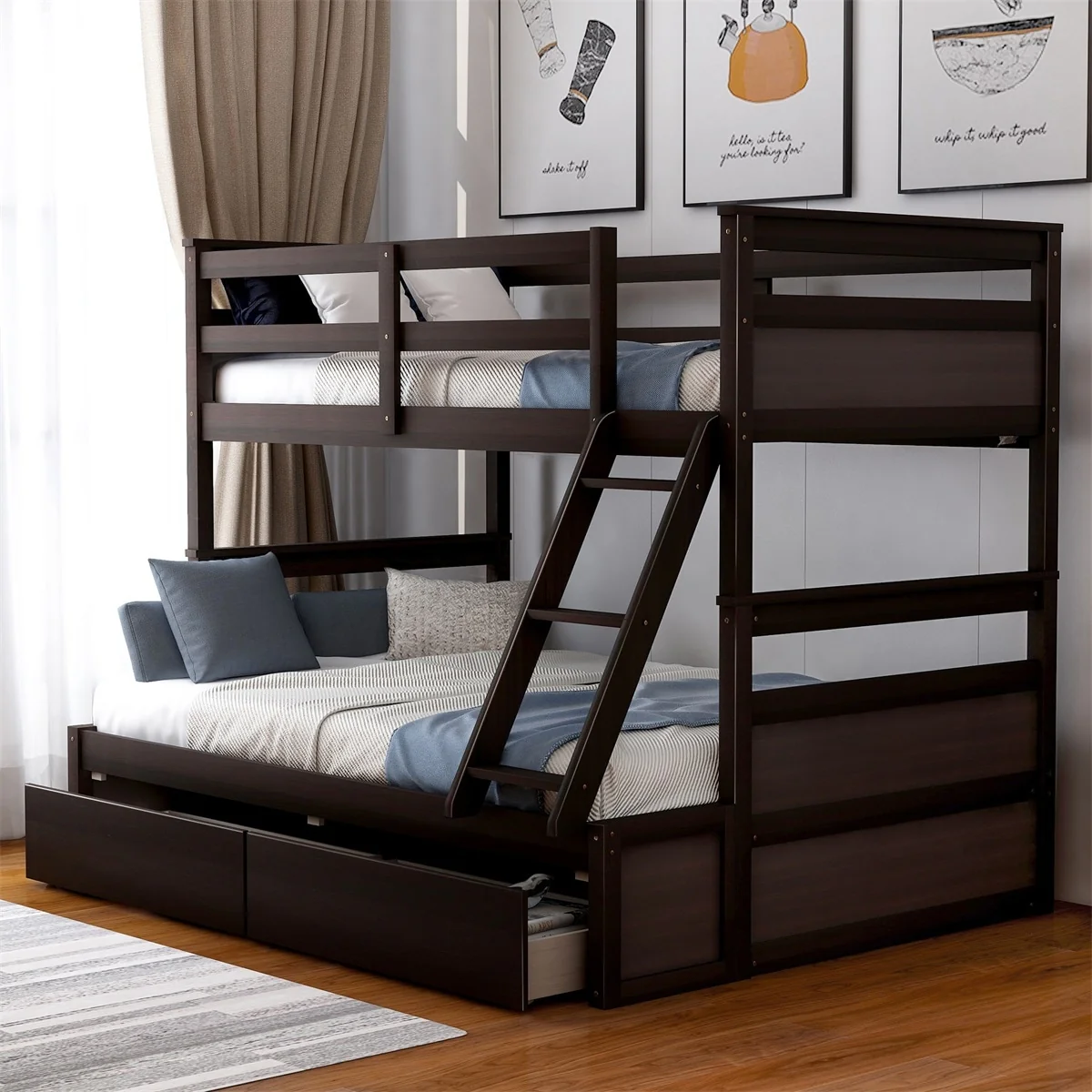 Merax Twin over Full Bunk Bed with 2 Storage Drawers