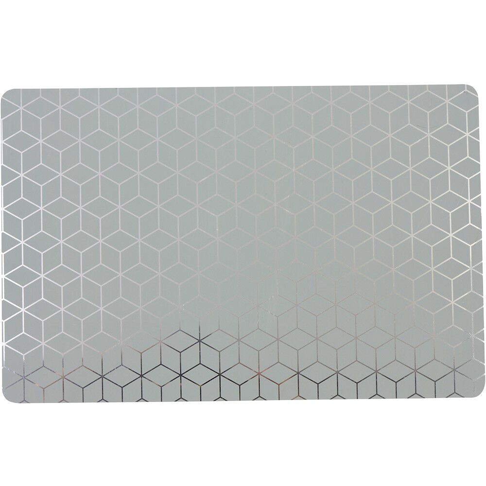 Set de table rectangulaire plastique imprimé géométrique gris argenté