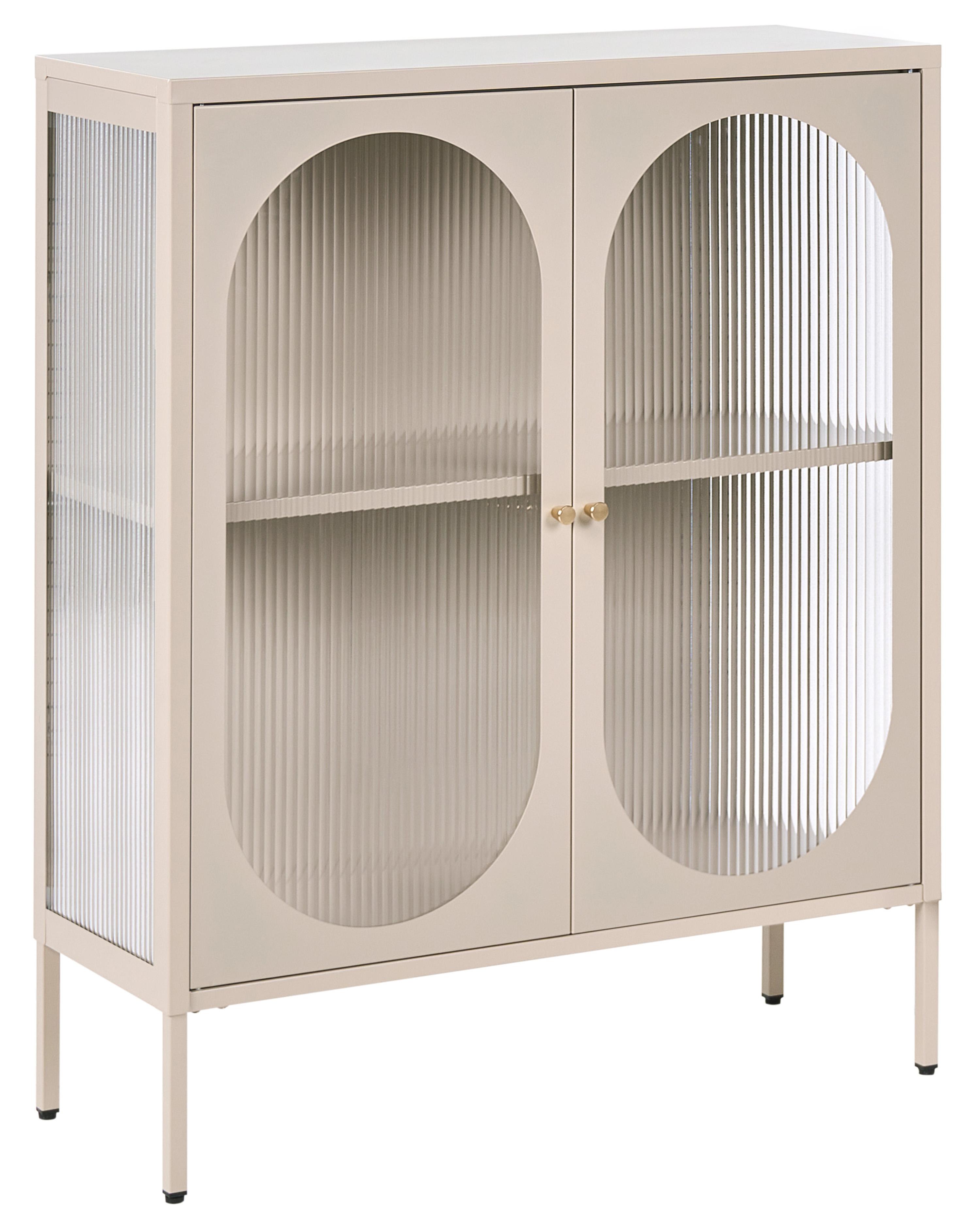 Glass Display Sideboard SARRE Metal 90 cm Beige