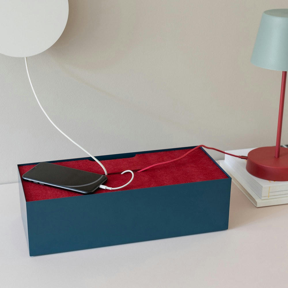 - Boite cache câble 38x16x11cm métal bleu