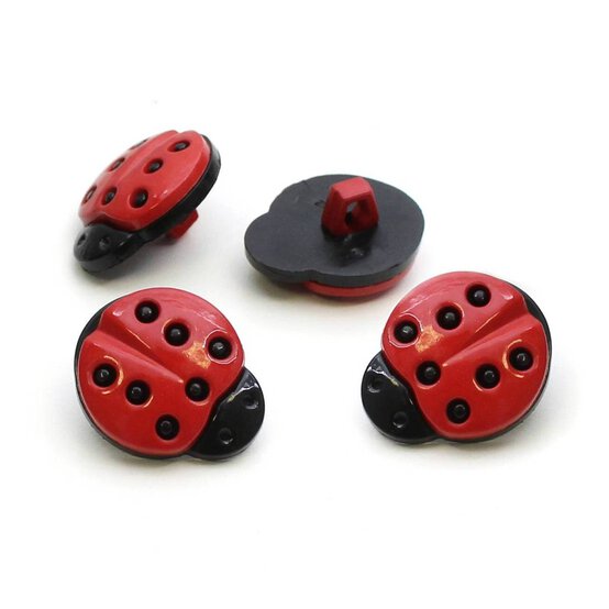 Hemline Ladybird Buttons 4 Pack