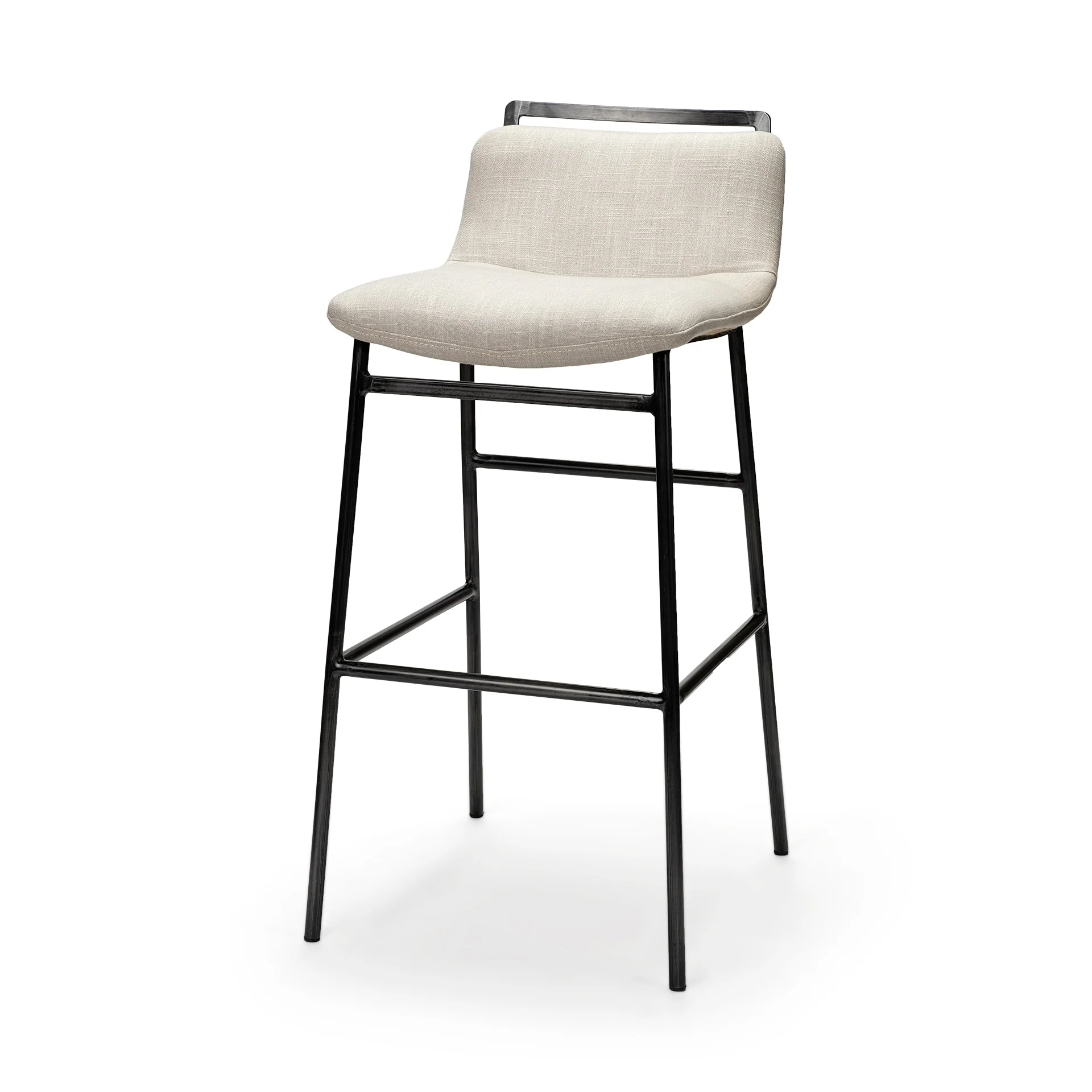 Kavalan Beige Fabric Seat with Black Metal Frame Bar Stool