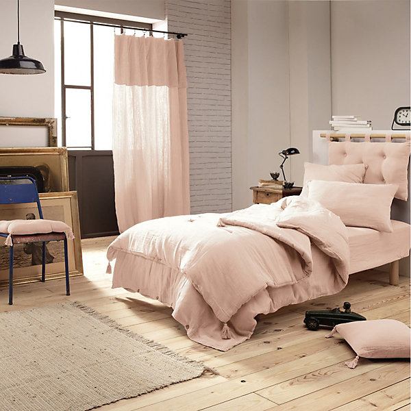 OUREA - Couvre-pied 150x150cm Capitonné Gaze de Coton Guimauve