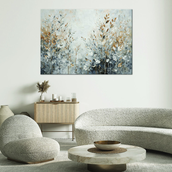 Feeby Obraz na płótnie, Rośliny Abstrakcja Botanika Złoty 60x40