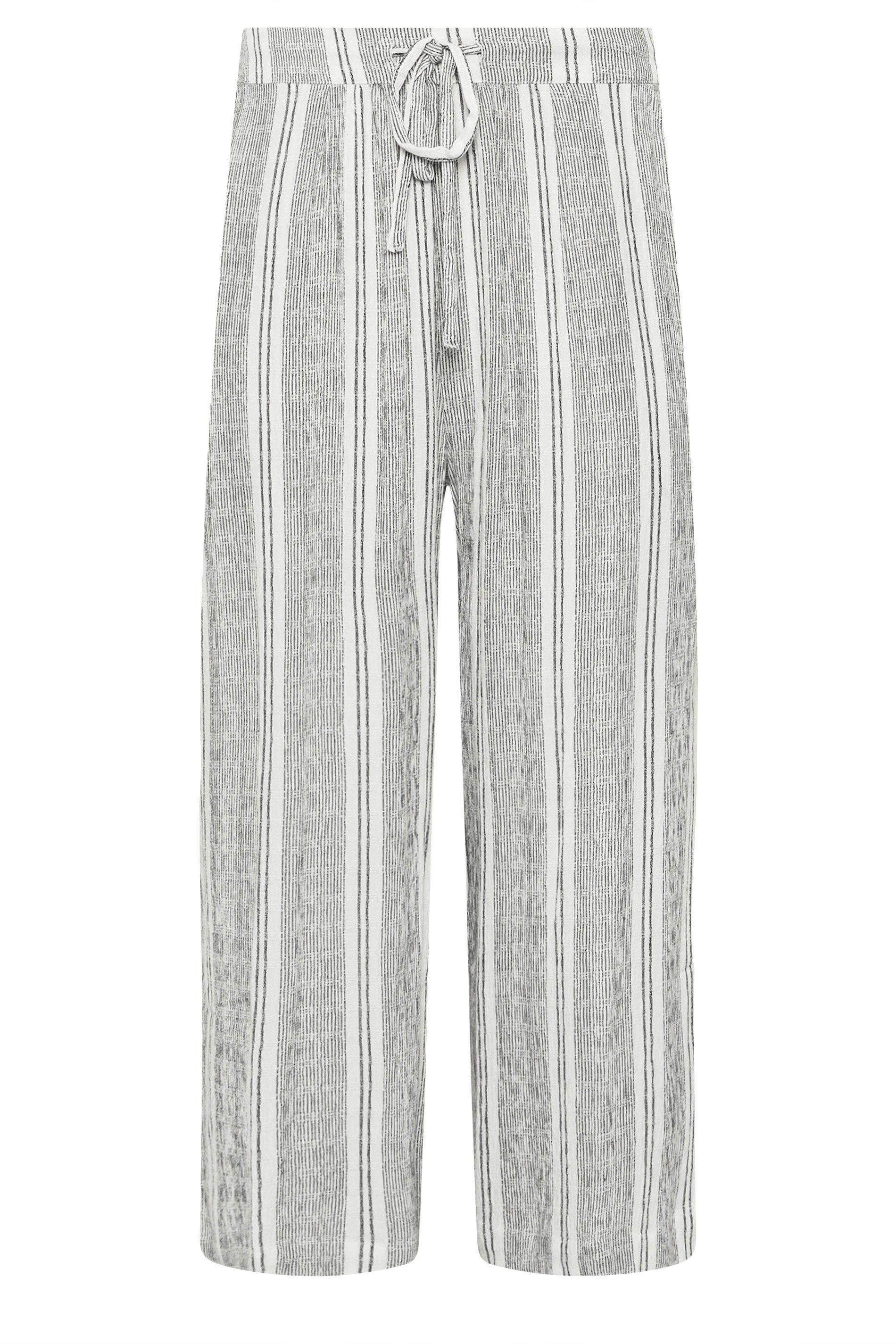 M&Co Stripe Cropped Wide Leg Trousers