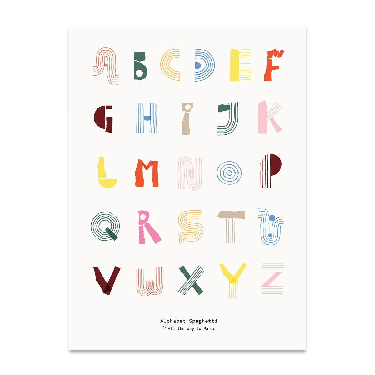 Paper Collective - Alphabet Spaghetti, 50 x 70 cm