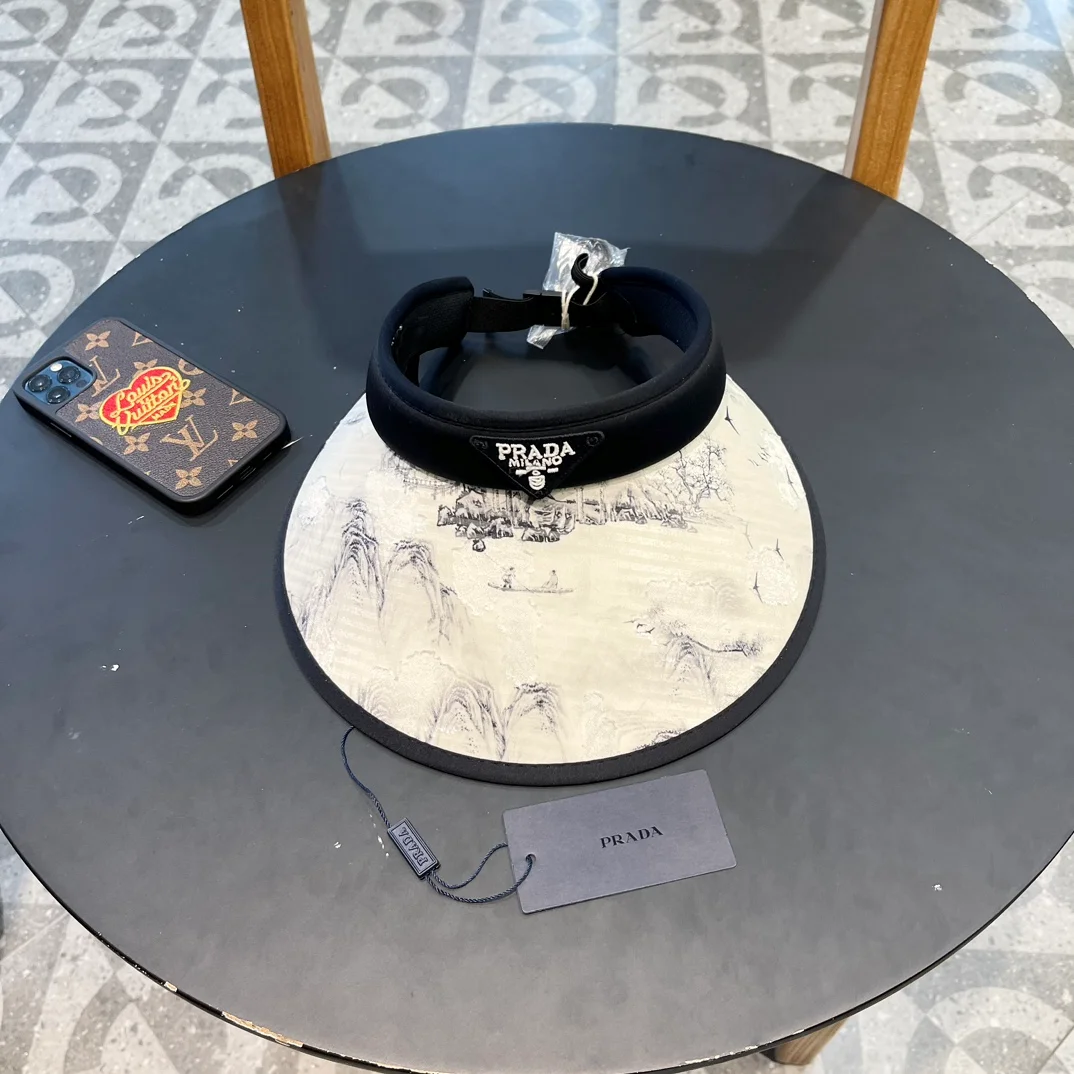 Prada Chinese Style ink Painting Empty Top Hat Sunhat