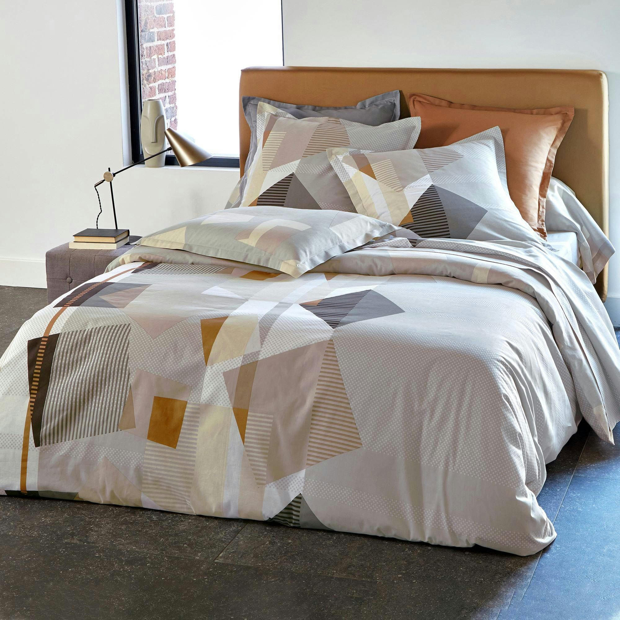 CARAMEL - Taie volant 65x65 gris en coton