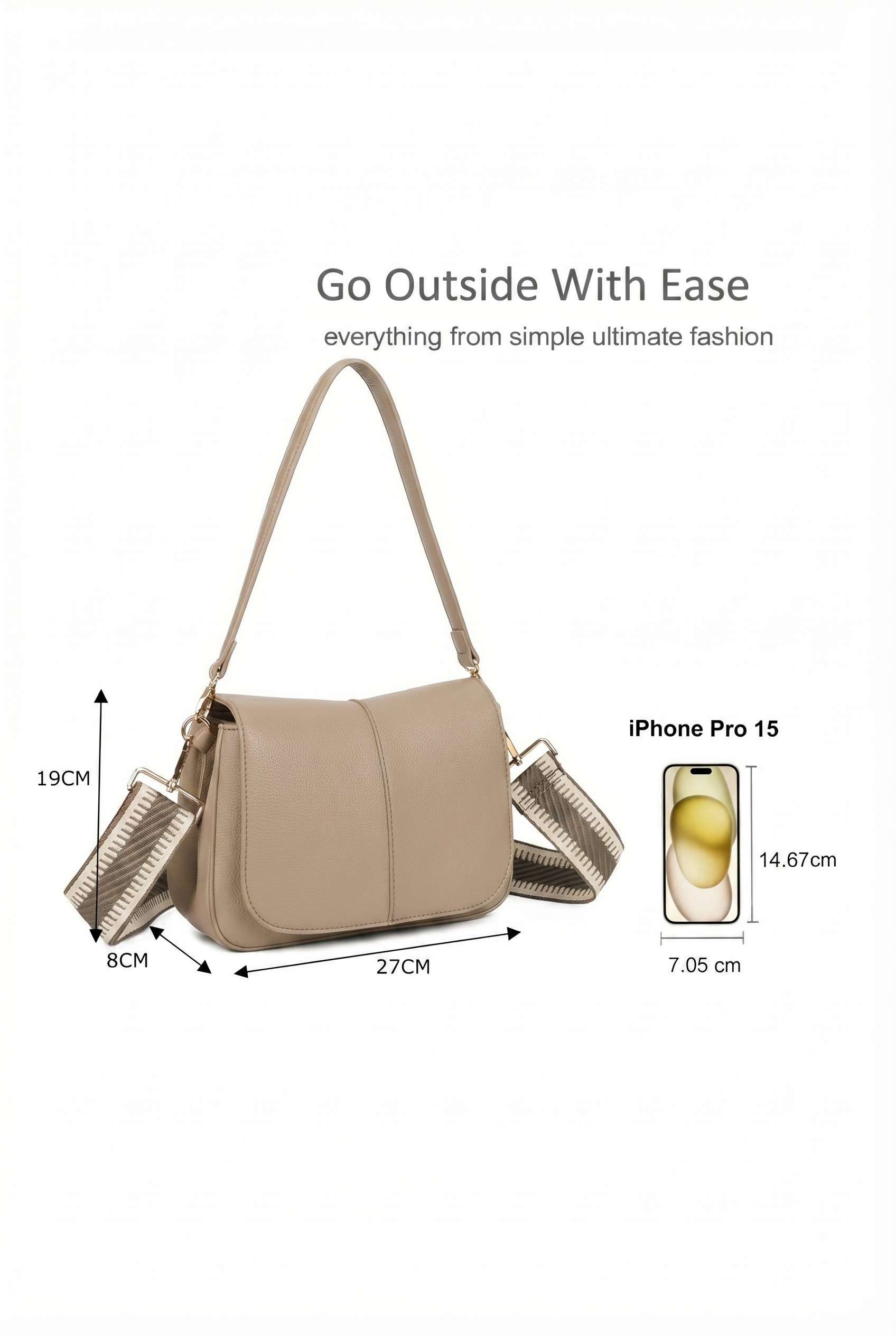 Kitise Flap Crossbody Messenger Bag Adjustable Wide Strap Saddle Shape
