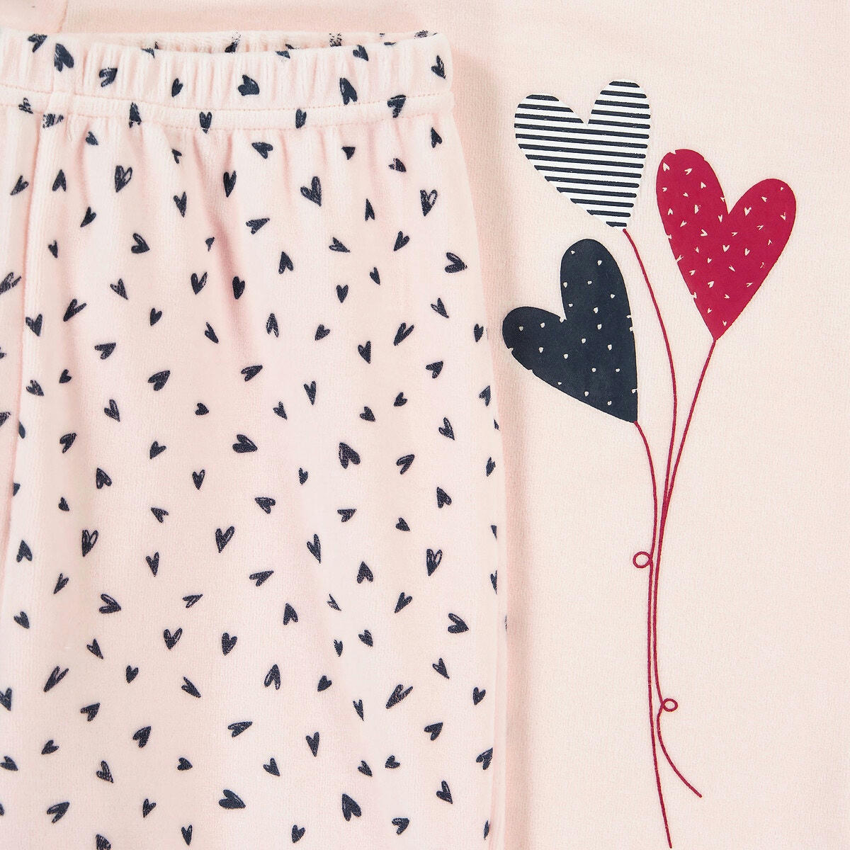 Pyjama à pied en velours imprimé cœur