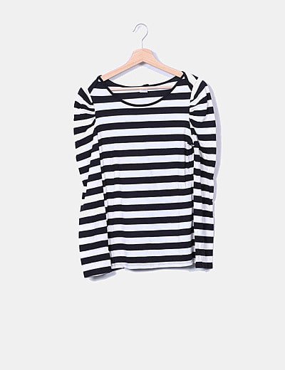 Camaïeu T-shirt with striped puff sleeves