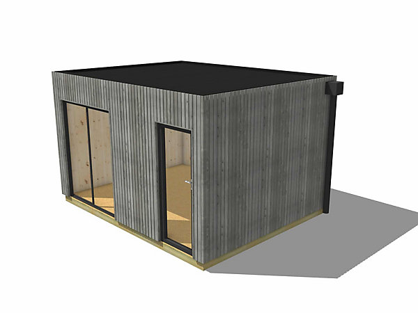 Annexe de jardin sans permis en bois 4,4 x 3,5 x 2,7 m avec plancher isolé / menuiseries alu k-line
