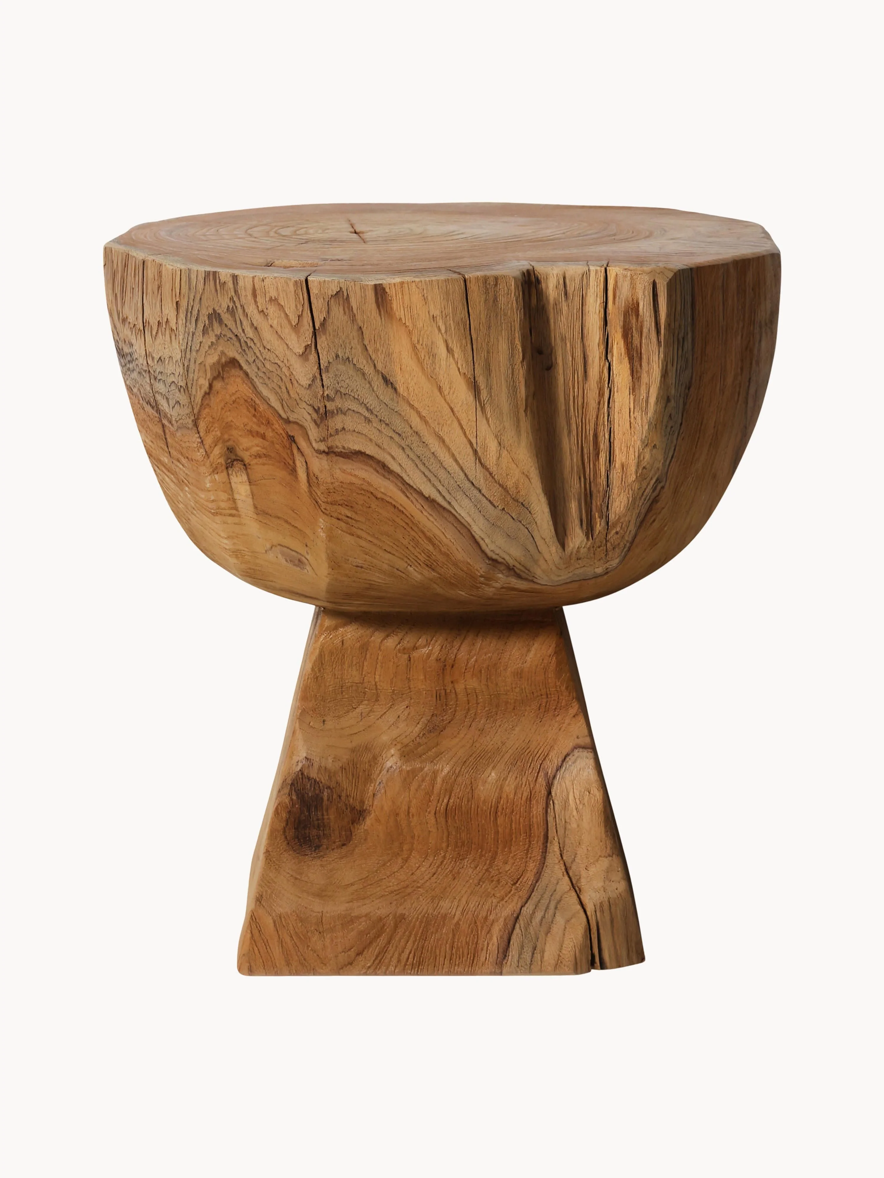 Handgefertigter Hocker Arched aus Teakholz