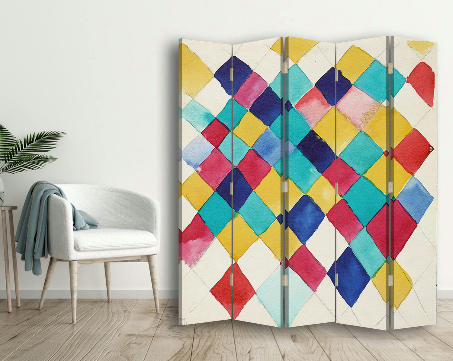 - Paravent Farbstudie mit Rauten - Wassily Kandinsky cm 180x170 (5x)