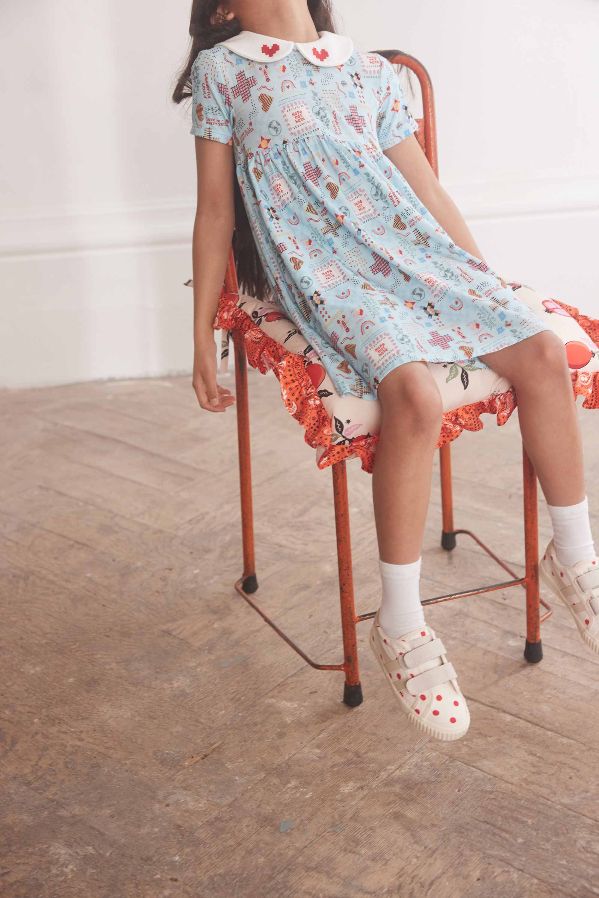 Patchwork Ditsy Short Sleeve Jersey Dress (1-10 Years)