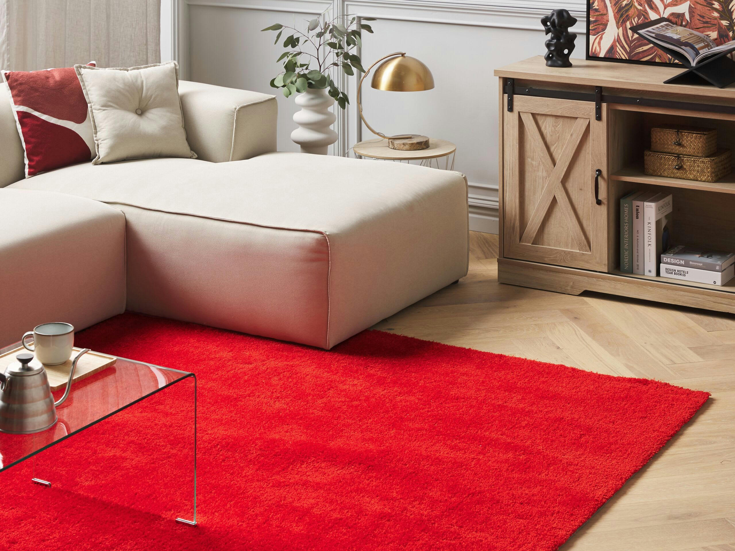 DEMRE - Tapis en tissu rouge 230x160cm