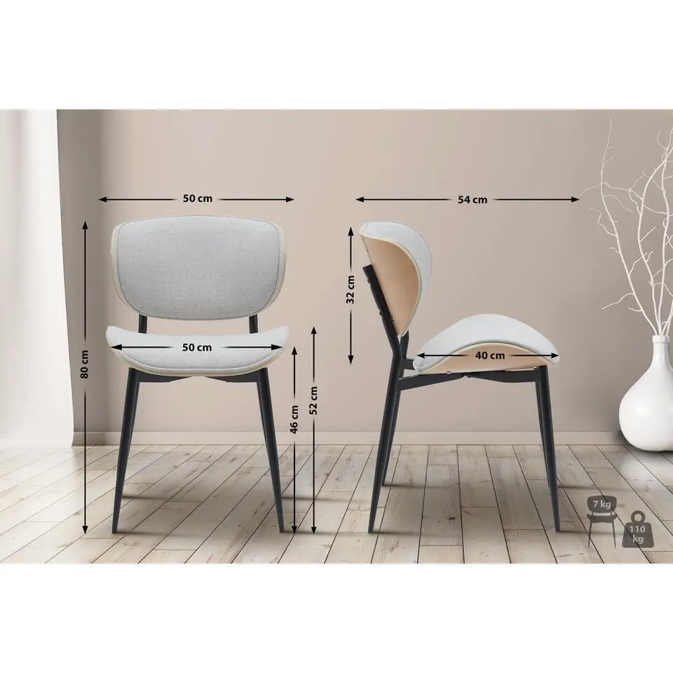 CLP Eetkamerstoel Enid Stof - natura/creme