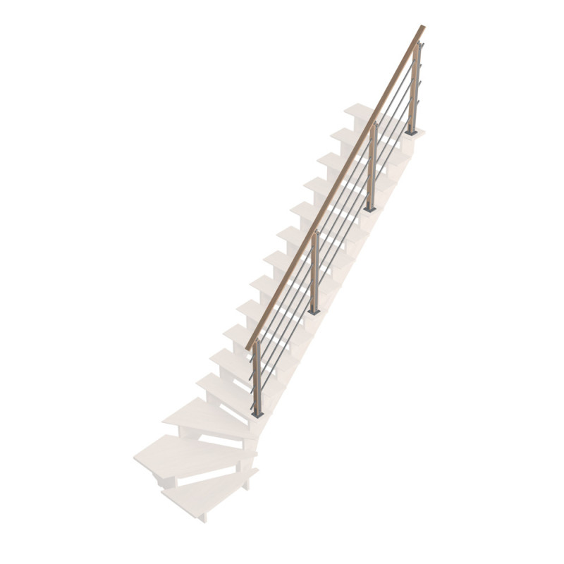 Rampe type H à balustre et tubes en aluminium pour escalier Auvergne 1/4 tournant SOGEM