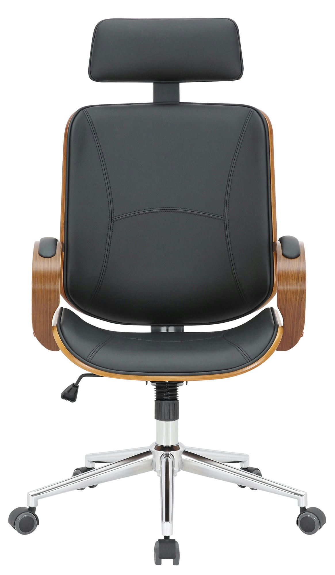 DAYTON - Chaise de bureau réglable pivotante en similicuir Noyer / Noir