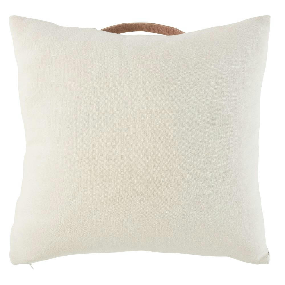 FACTORY - Coussin en coton blanc imprimé avec poignée 45x45