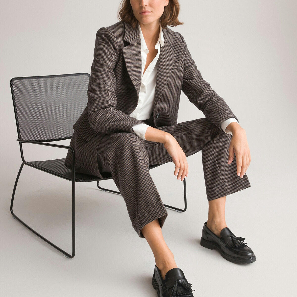 Blazer cintré en flanelle, laine mélangée