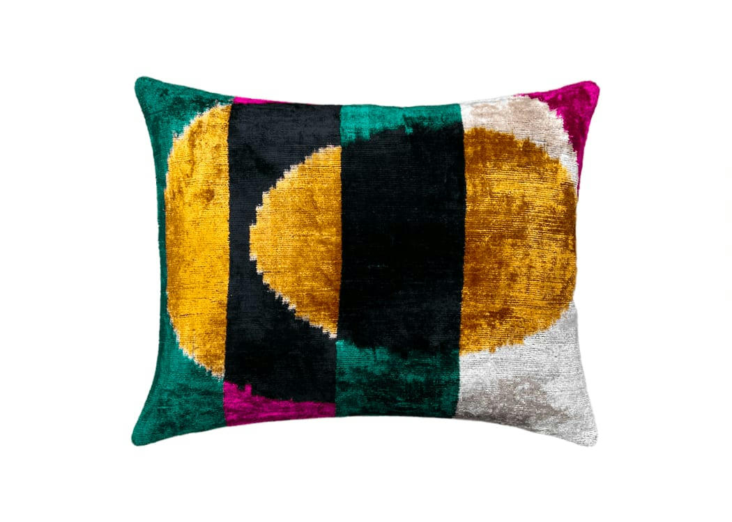 - Housse de coussin velours de soie ikat  40x50 multicouleur