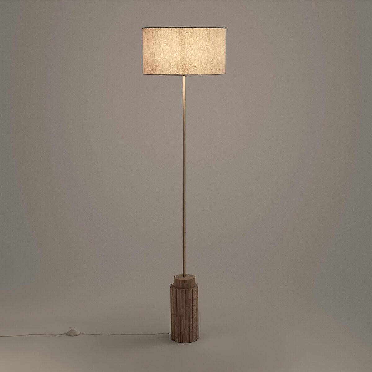 Lampadaire en chêne, métal et lin, Idna