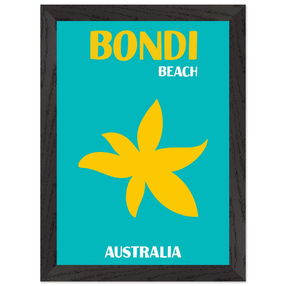 Artfulprints Poster met Lijst Australië - Bondi Beach  - A4 21x29.7 cm - Turquoise