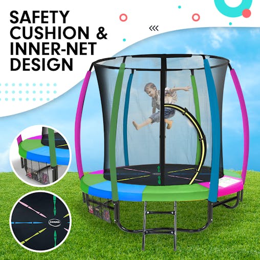 NNEDPE Kahuna 6 ft Trampoline with Rainbow Safety Pad