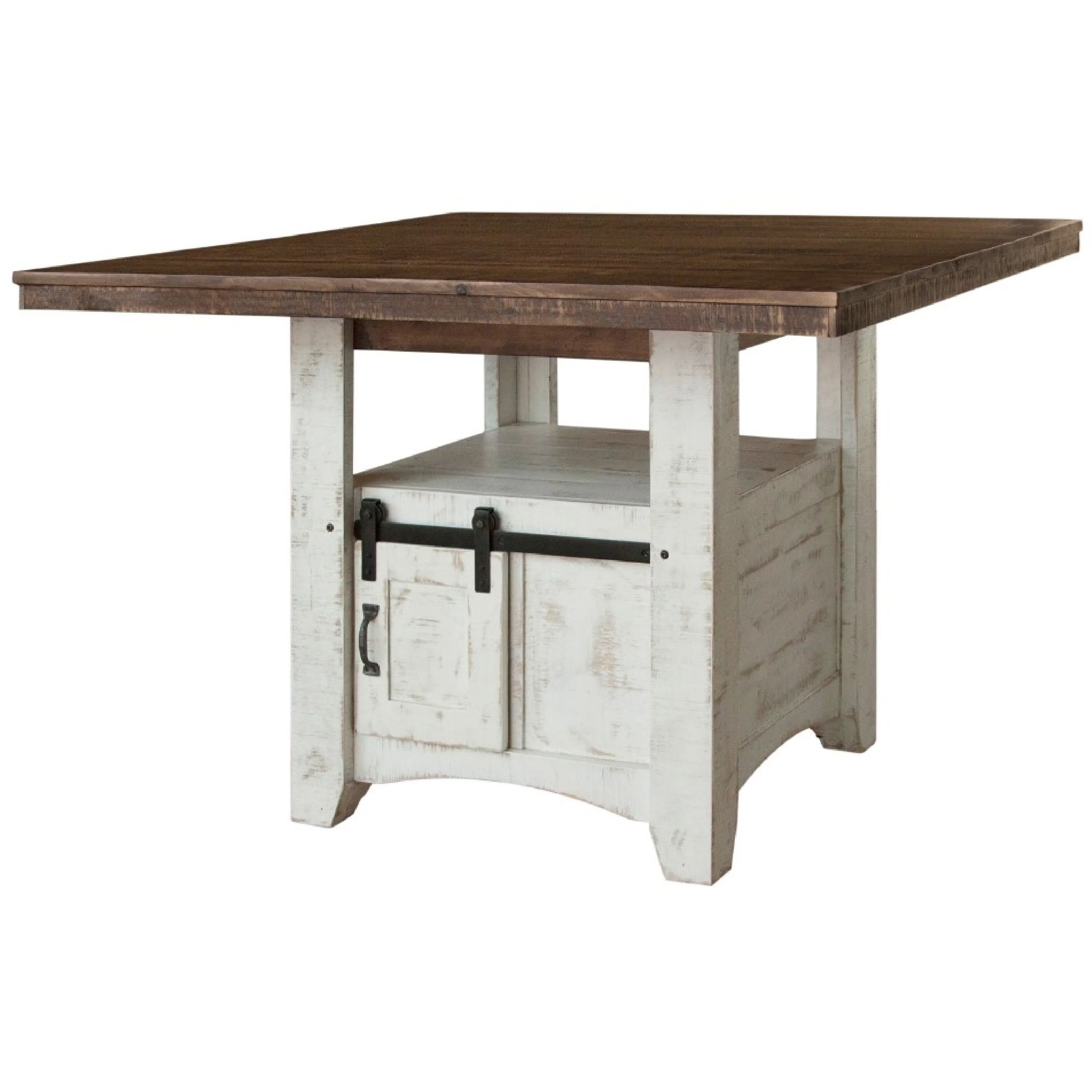 Ata Counter Height Table, Deep Brown, Antique White Pine Wood, 26 Inch