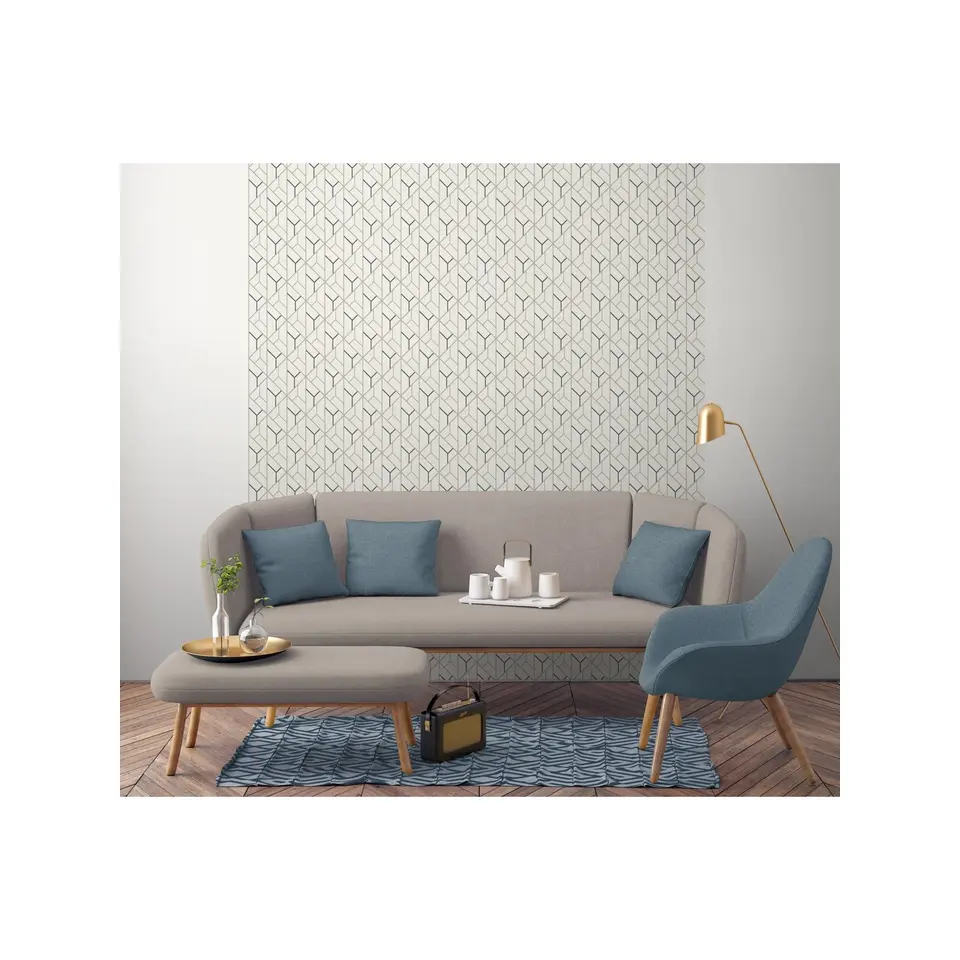 Dutch Wallcoverings - Galactik dessin beige/donkerblauw - 0,53x10,05m