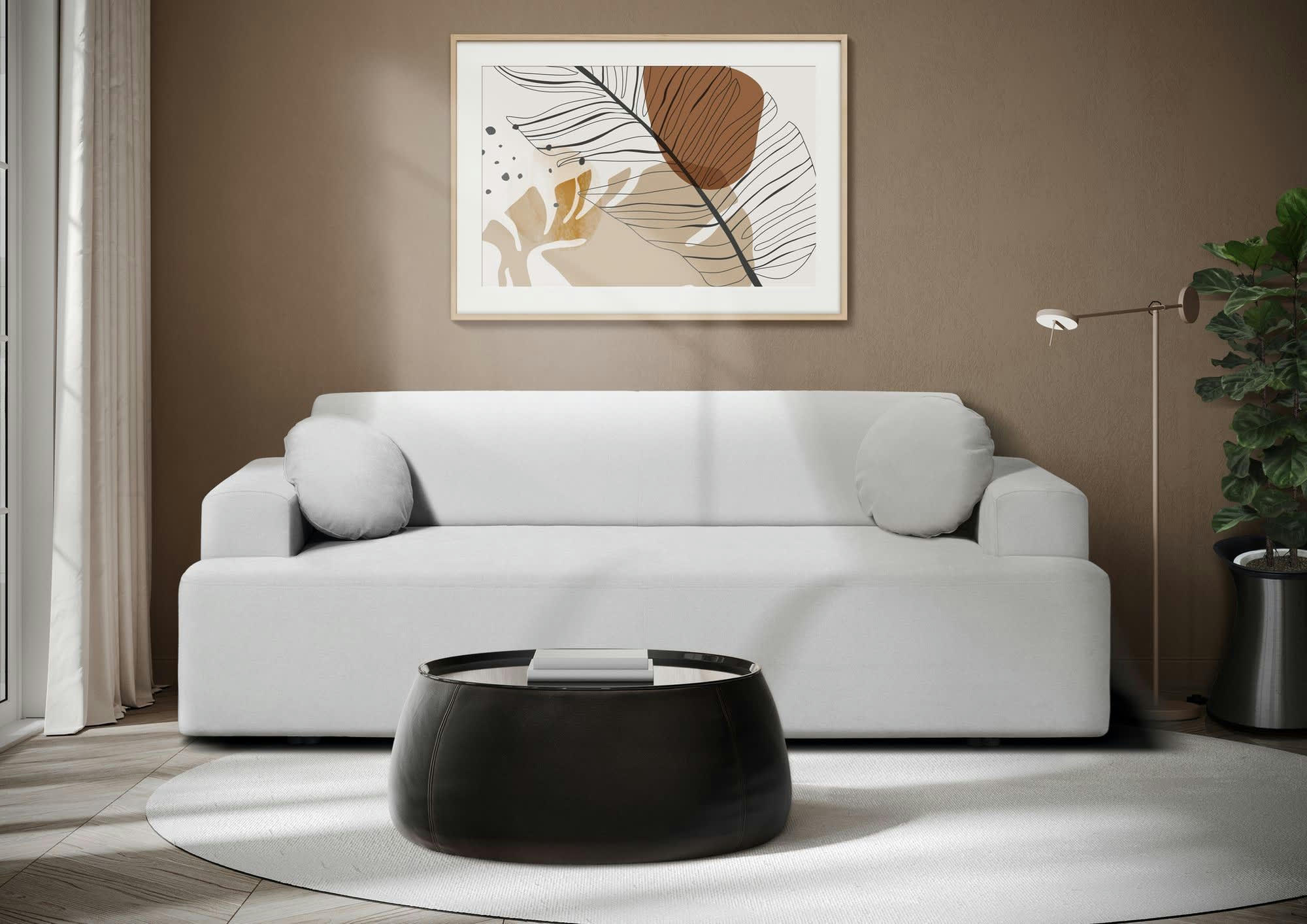 GALA - Canapé fixe 3 places  en tissu gris