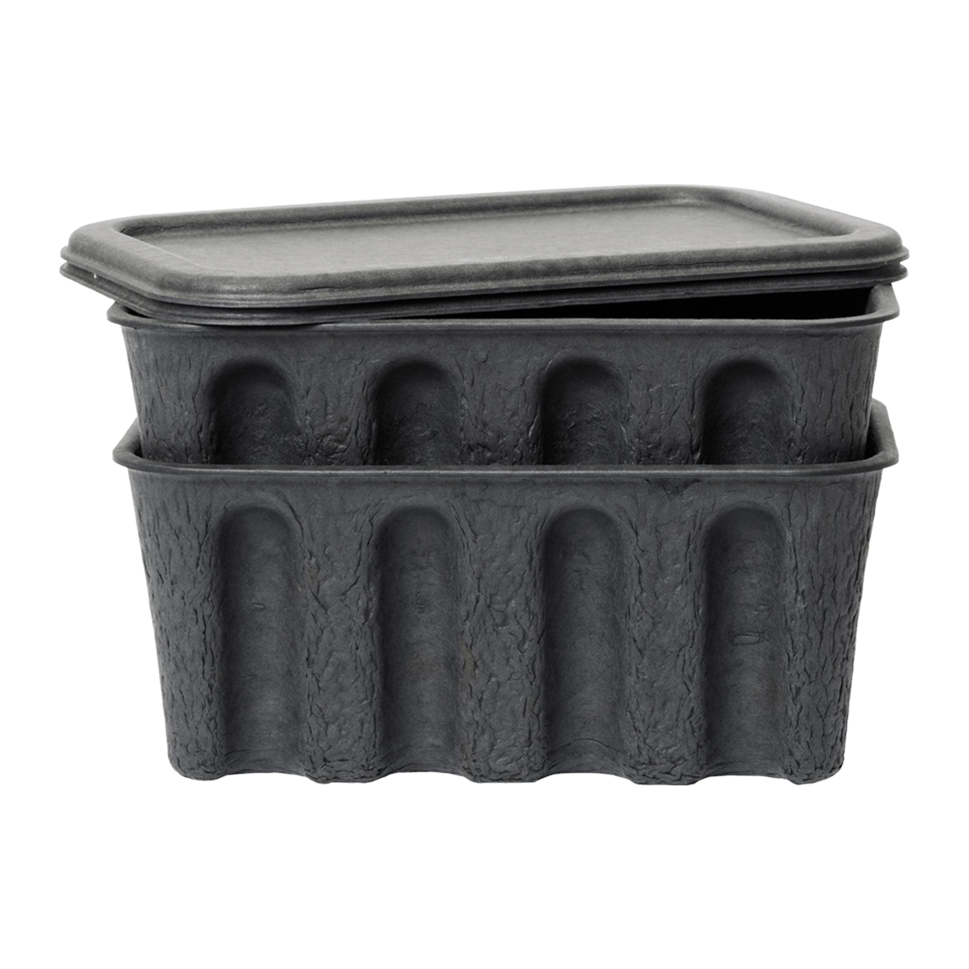 Ferm Living Paper Pulp Opbergdoos S - Set van 2 - Charcoal