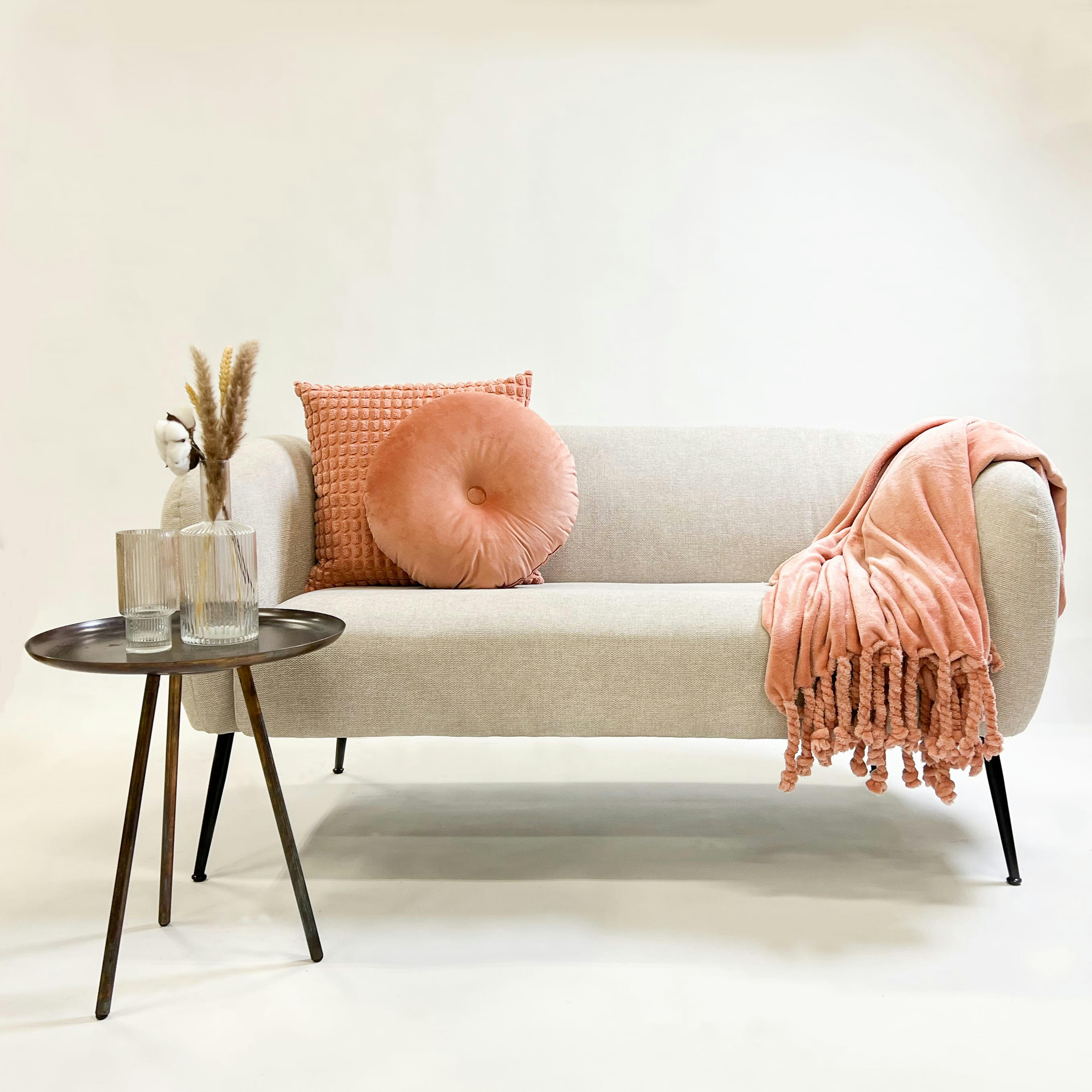 FLORIJN - Plaid rose fleece 150x200 cm uni