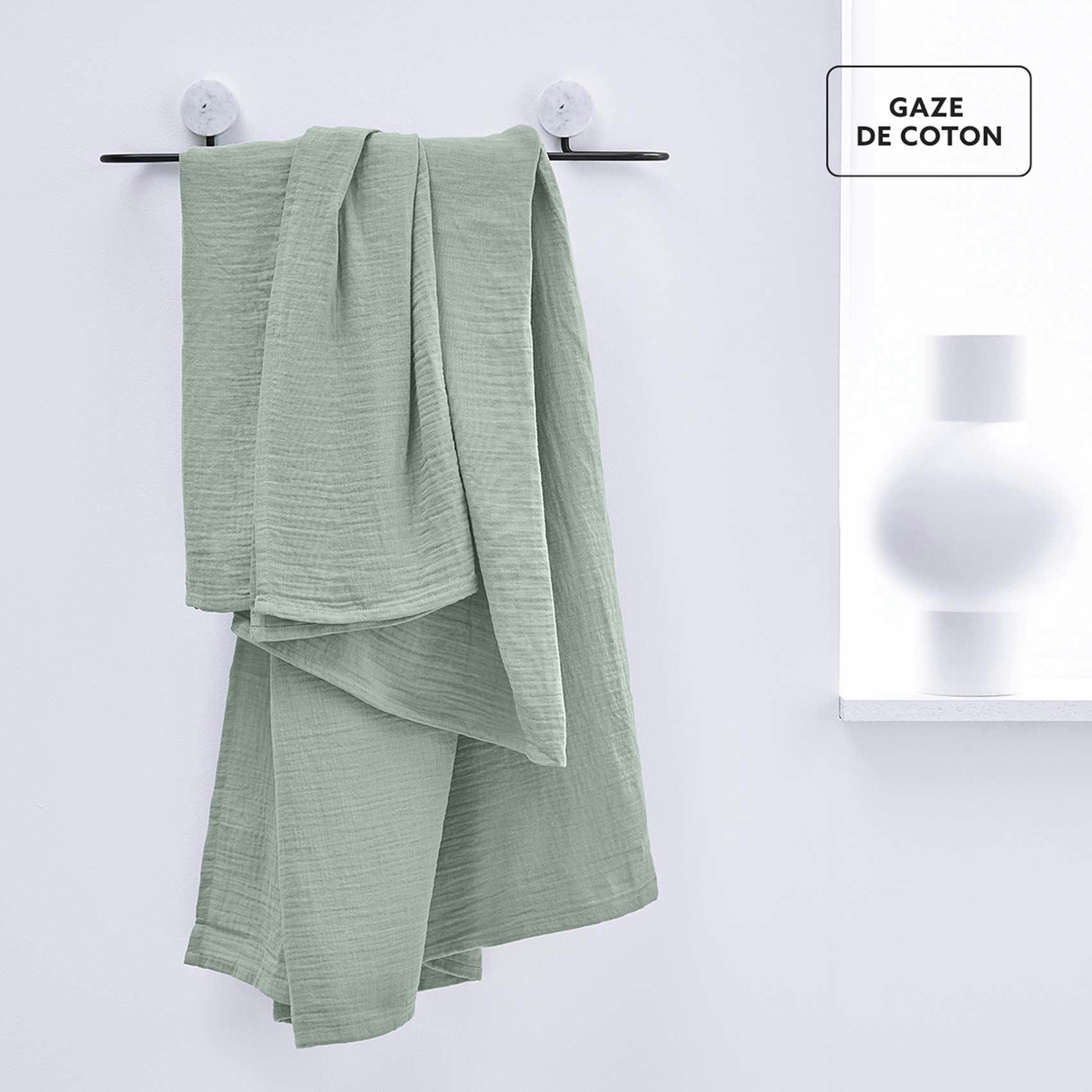 ESSENTIAL - Plaid xl en gaze de coton céladon 200 x 150