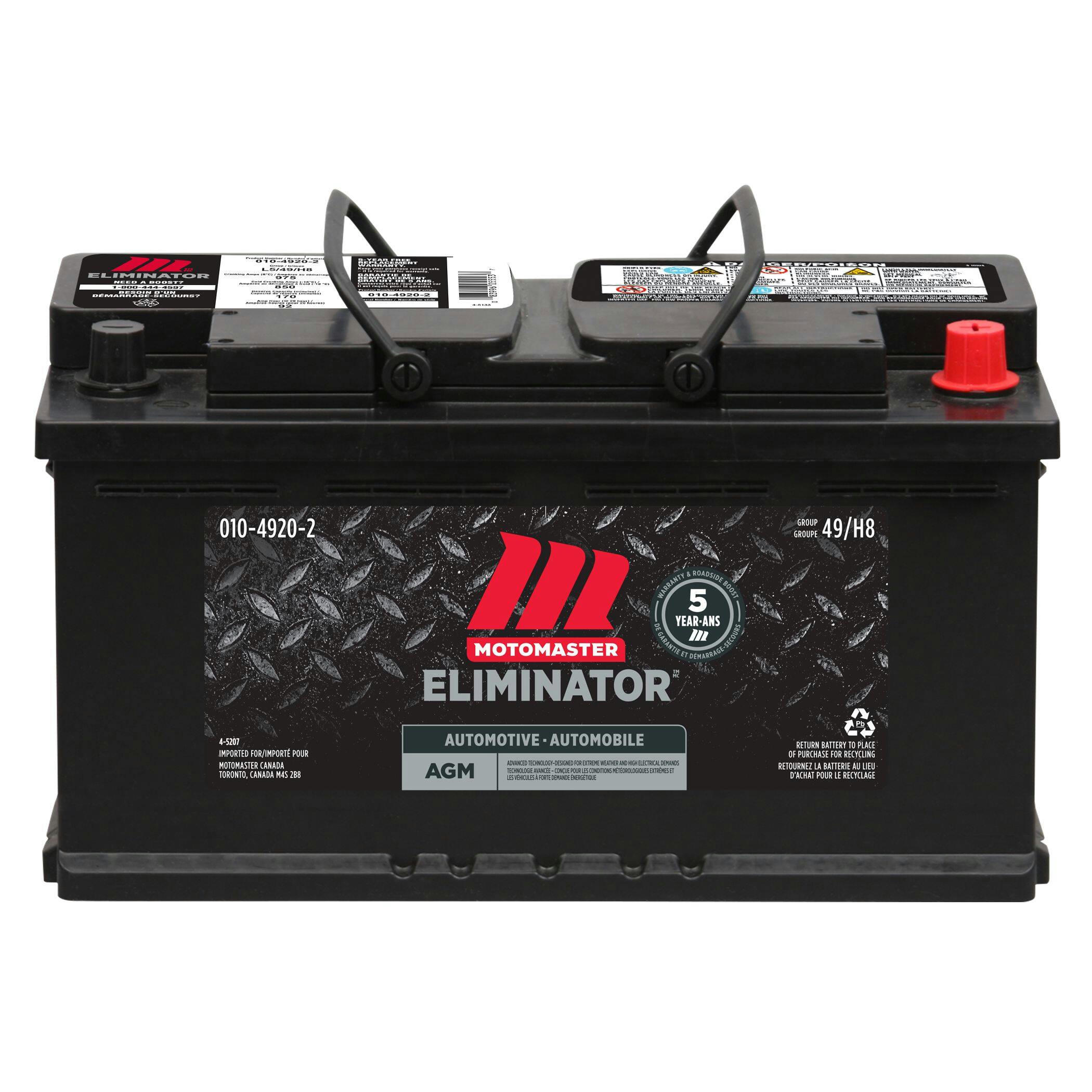 MOTOMASTER ELIMINATOR AGM Group Size 49 (H8/L5) Battery, 850 CCA