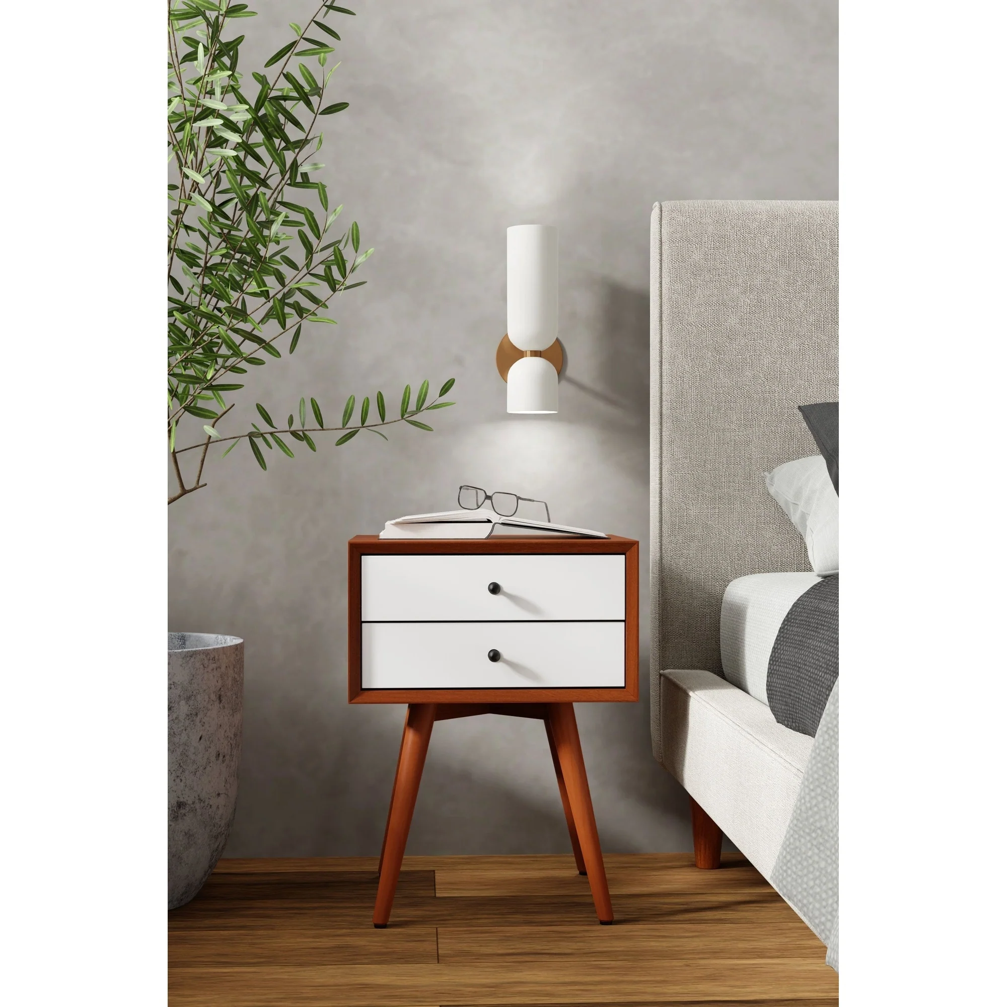 Flynn Small 2-Drawer Mahogany Nightstand with Legs
