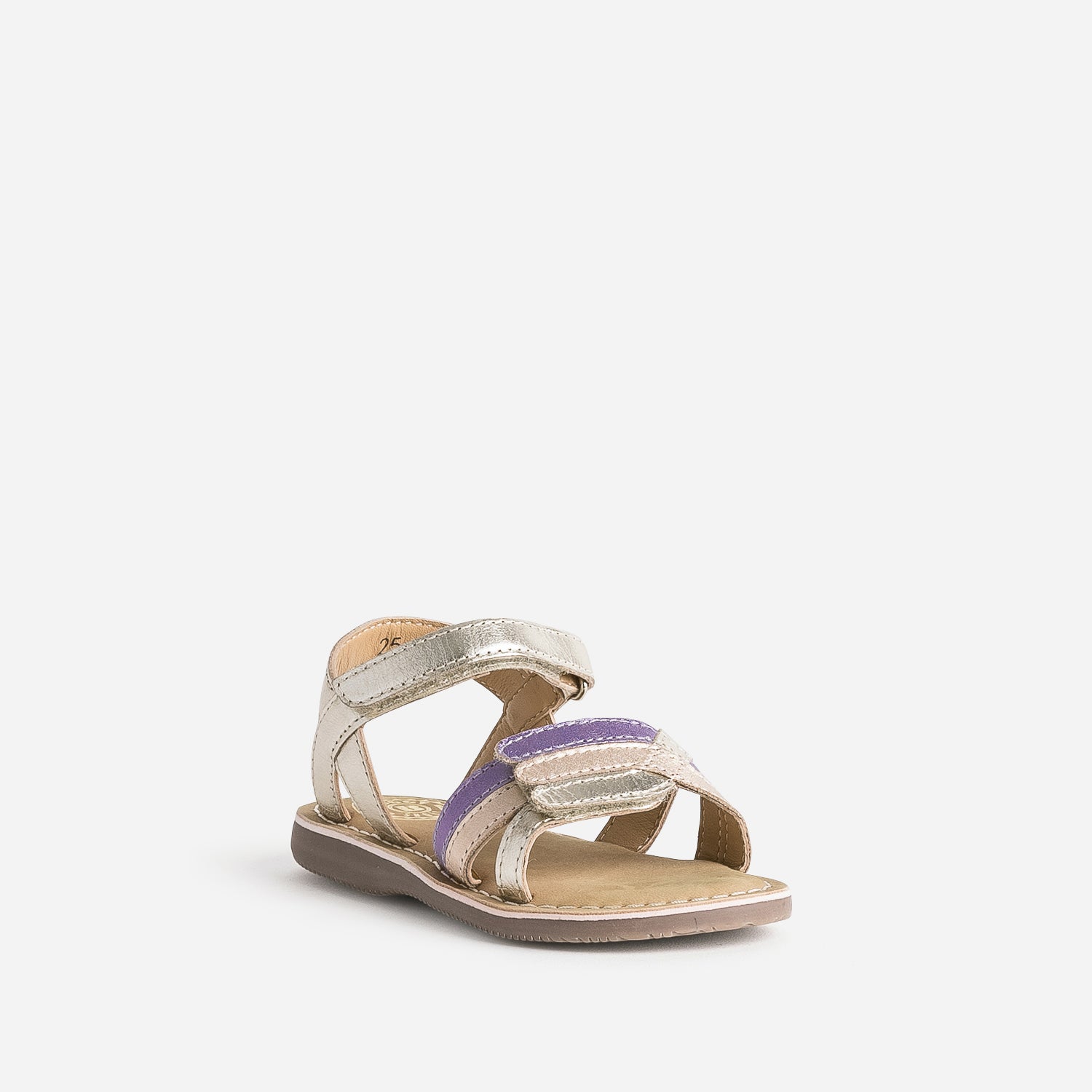 Sandale BUGGY dorée en cuir à scratchs