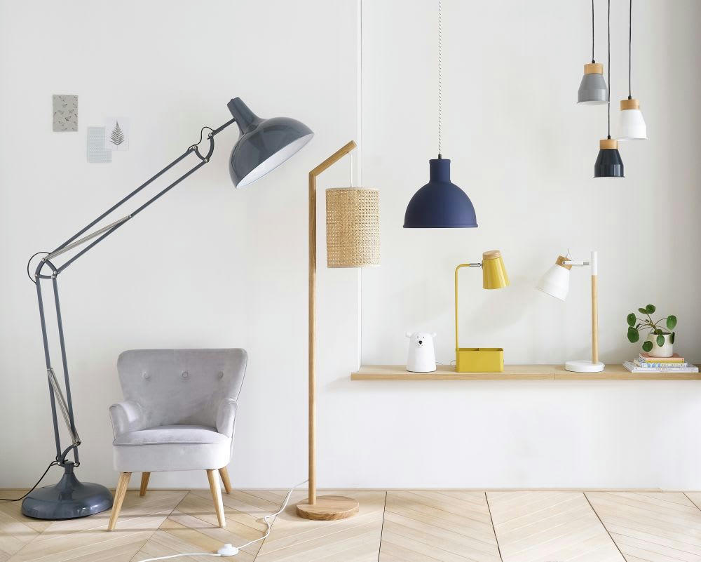 Disco - Lampadaire orientable en métal gris