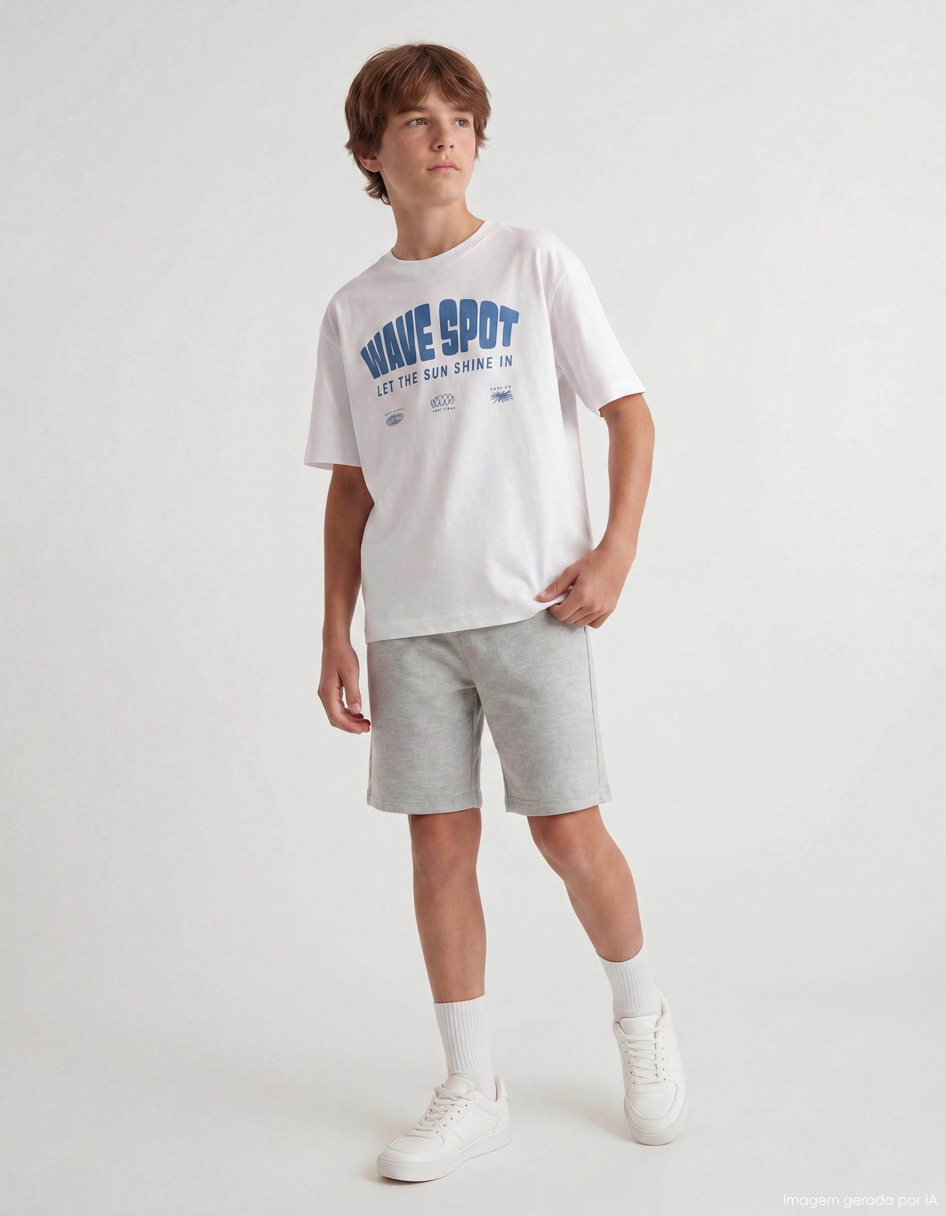 Conjunto T-shirt e Calções, Menino, Cinzento Claro