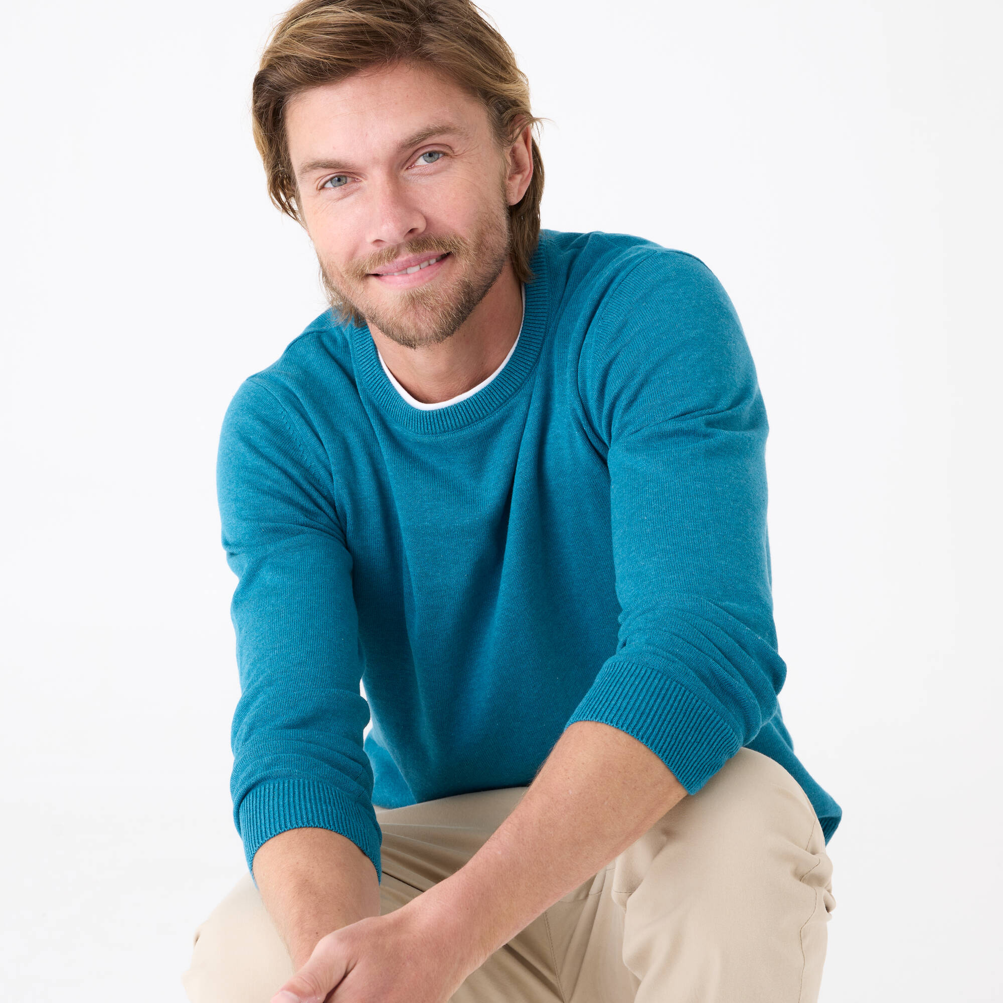 Pull pur coton col rond