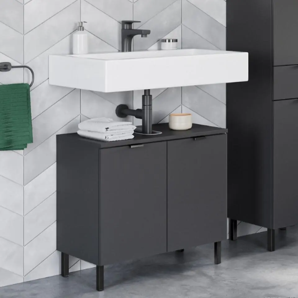 Wastafelonderkast Arcadia met 2 deuren - grafietgrijs